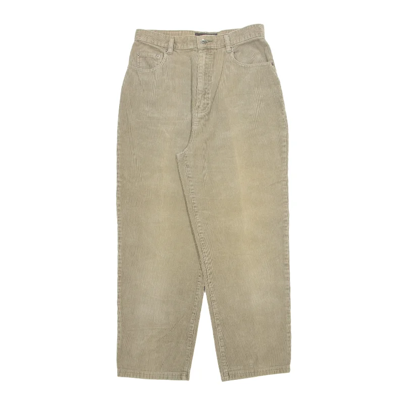 ROUTE 66 Corduroy Trousers Beige Regular Straight Womens W30 L28 Trousers Versatile Stylish