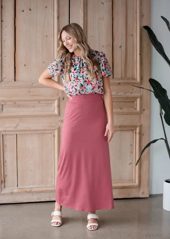 Clarise Dusty Rose Premium Knit Maxi Skirt - FINAL SALE leather skirt bold