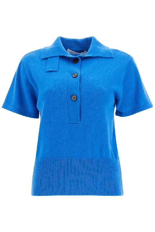 Short-sleeved Cashmere Pullover  - Blue Fine Merino Wool