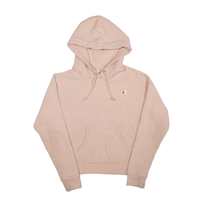 CHAMPION Reverse Weave Hoodie Beige Pullover Womens XS Cold Shoulder Design