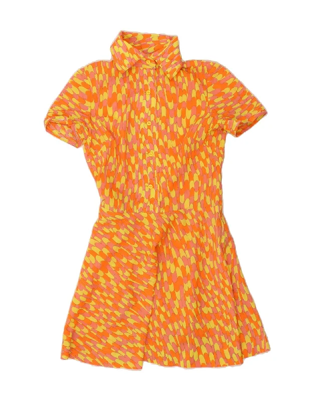 VINTAGE Womens Abstract Pattern Pullover Shirt Dress UK 12 Medium Orange Boyleg Sleeve Pullover VINTAGE Womens Abstract Pattern Pullover Shirt Dress UK 12 Medium Orange Boyleg Sleeve Pullover
