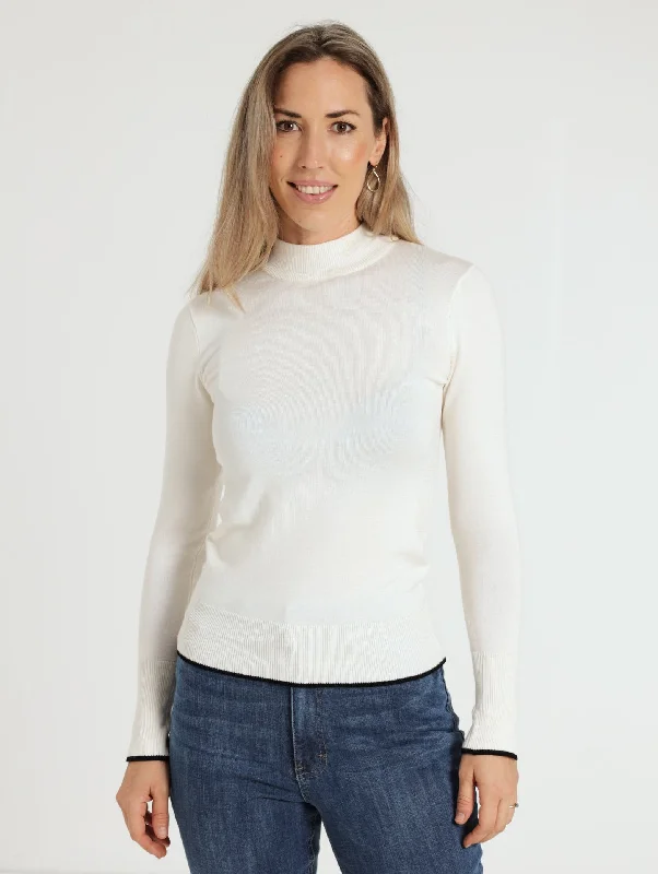 Turtle Pullover Knitwear - Cream Boat Neck Sweater