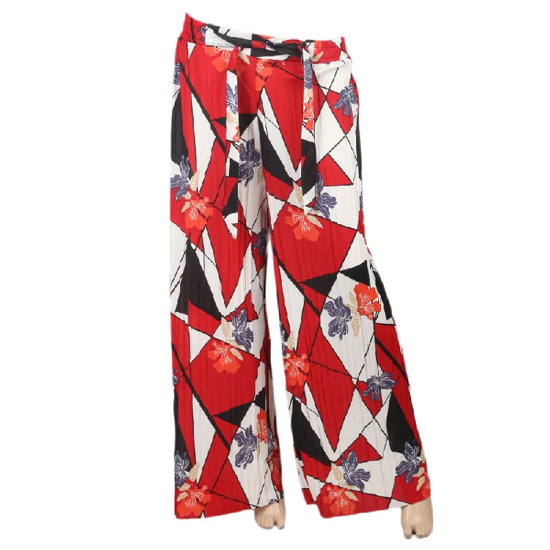 Women's Flower Printed Trouser - Red Trousers Sale Discount