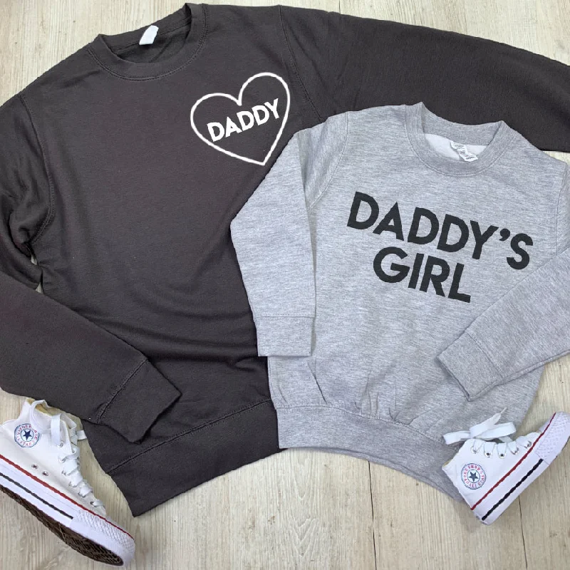 Daddy & Daddy's Girl Heart Matching Sweatshirts (MRK X) Hoodie with Elastic Cuffs Stretchable Comfortable