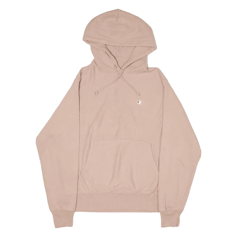 CHAMPION Reverse Weave Hoodie Pink Pullover Womens S Asymmetrical Hem Sweater