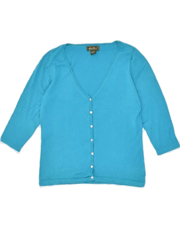 EDDIE BAUER Womens Stretch Cardigan Sweater UK 14 Medium Blue Cotton Button Cardigan Zip Cardigan Pullover Cardigan EDDIE BAUER Womens Stretch Cardigan Sweater UK 14 Medium Blue Cotton Button Cardigan Zip Cardigan Pullover Cardigan