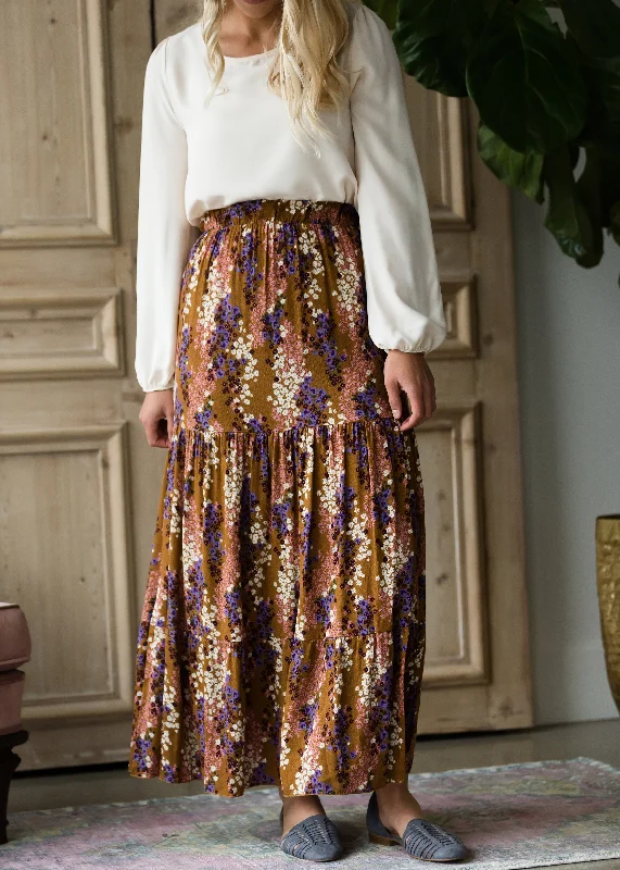 Autumn Floral Mustard Midi Skirt - FINAL SALE cashmere skirt plush