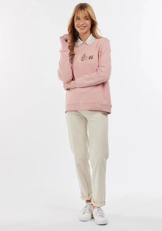 Barbour Womens Lyndale Embroidered Sweatshirt, Pink Hoodie with Magnetic Closure Innovative Modern