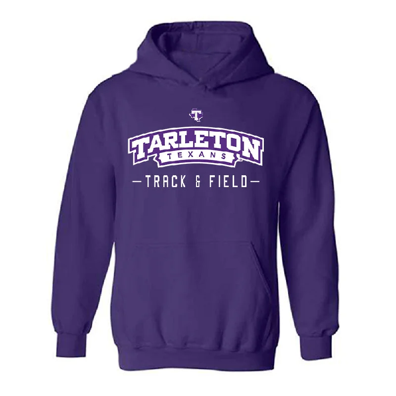 Tarleton State - NCAA Women's Track & Field : Veronica Duran - Classic Shersey Hooded Sweatshirt Hoodie with Tied Waist Feminine Flattering