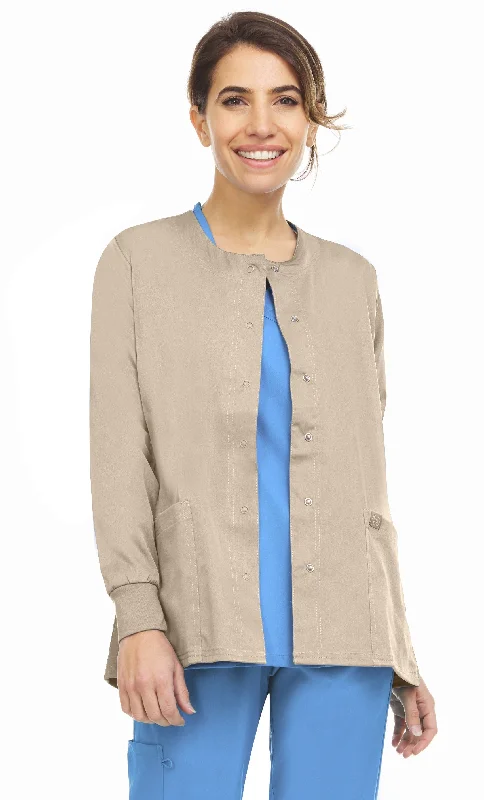 Ruby - Warm Up Jacket By MediChic XS-3X / Khaki Welt Pockets Slit Pockets Flap Pockets Ruby - Warm Up Jacket By MediChic XS-3X / Khaki Welt Pockets Slit Pockets Flap Pockets