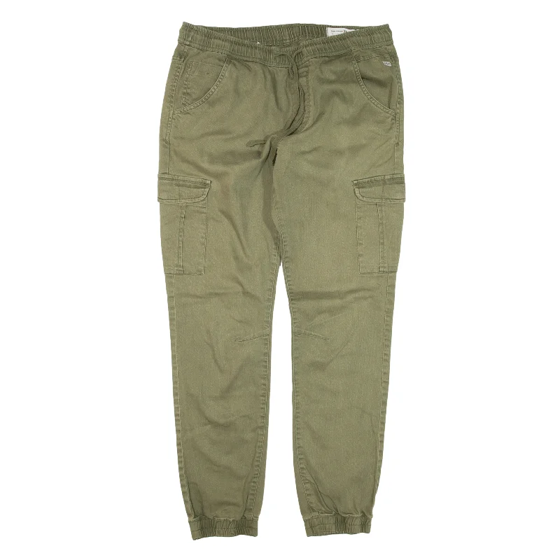 TOM TAILOR Cargo Denim Trousers Green Regular Tapered Womens W32 L29 Trousers Culottes Wide Leg