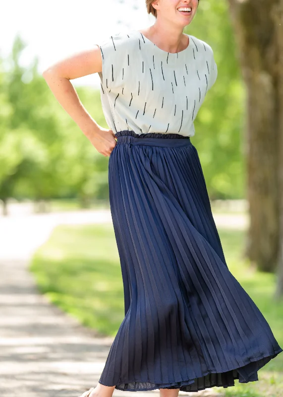 Navy Pleated High Waist Skirt - FINAL SALE tulle skirt dreamy