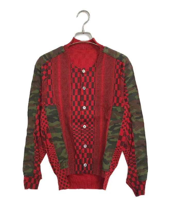 [Pre-owned] COMME des GARCONS Geometric Pattern Camo Patch Cardigan GN100050 Spandex Blend Rayon Blend Denim Blend