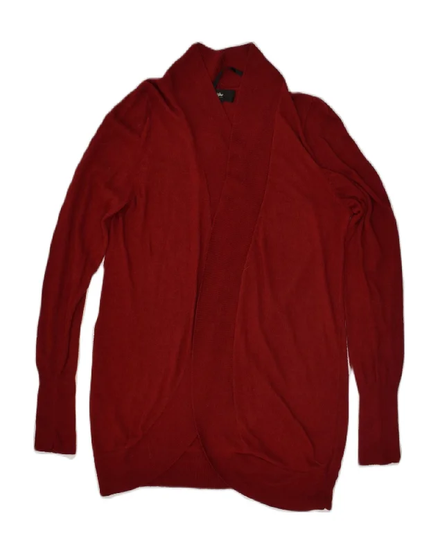 MOSSIMO Womens Cardigan Sweater UK 16 Large Red Nylon Hooded Caped Shawl Collar