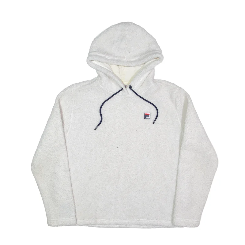 FILA Hoodie White Pullover Womens L Polo Neck Sweater