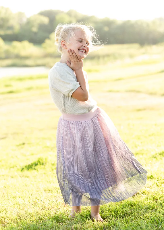 Pink Ombre Tulle Midi Skirt lace skirt delicate