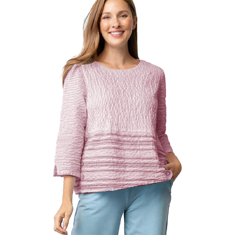 Women's Habitat Summer Stripe Pullover Blush Stripes Sheath Sleeve Elegant