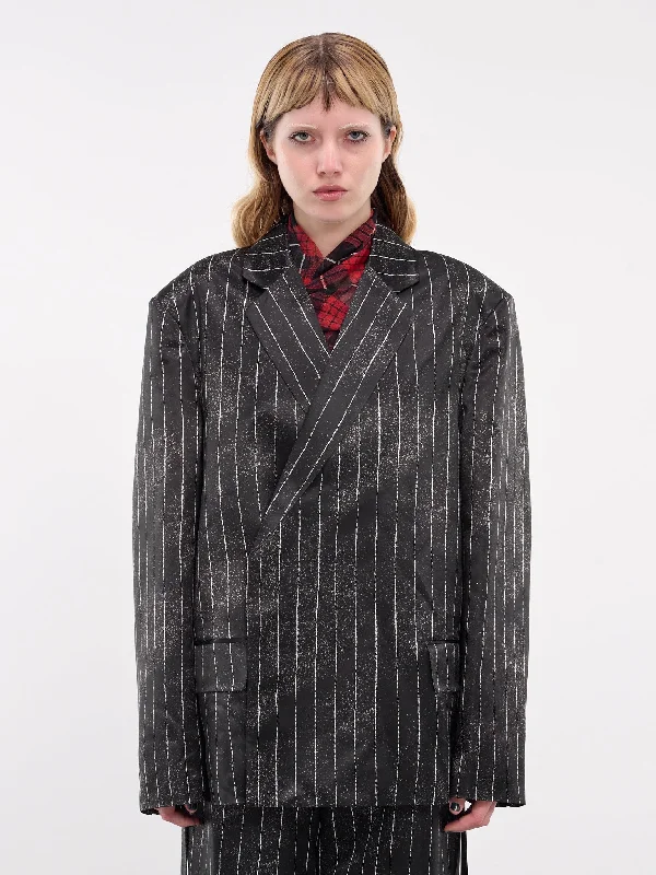 The Satin Jacket (F-VE073-C556-0001-BLACK-WHITE) Rayon Fabric Velvet Fabric Corduroy Fabric