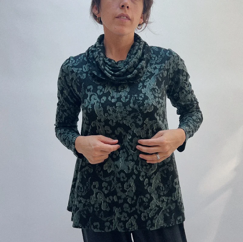 Cut Loose | Fleur De Lis Cowl Neck Pullover in Myrtle Soft Wool Sweater