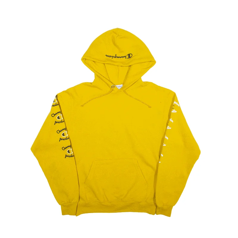 CHAMPION Hoodie Yellow Pullover Womens S Short Sleeve Top