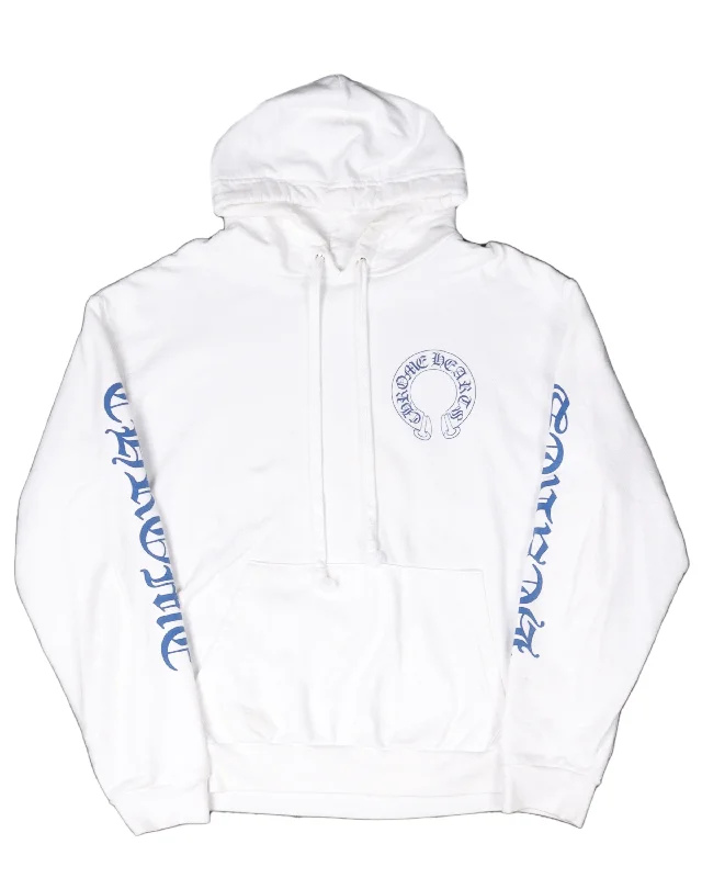 Horseshoe & Cross Logo Hoodie Hoodie with Batwing Sleeves Loose Dramatic