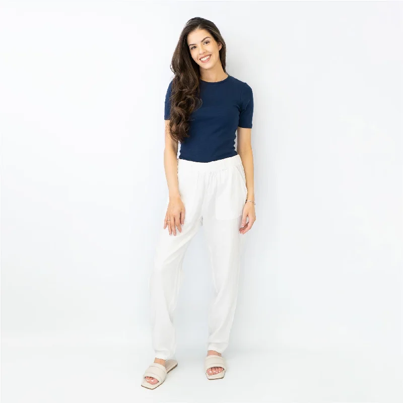 M&S Pure Cotton Tapered Ankle Grazer Elasticated Waist White Trousers Trousers Custom Made M&S Pure Cotton Tapered Ankle Grazer Elasticated Waist White Trousers Trousers Custom Made