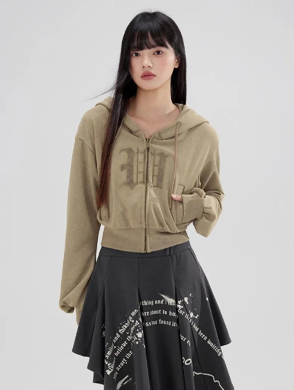 Versatile Short Waist Hooded Sweatshirt Jacket WOO0050 Hoodie with Tied Waist Feminine Flattering