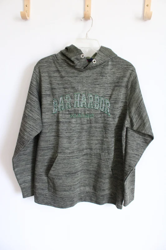 Basix Of America Bar Harbor Maine Green Fleece Lined Hoodie | S Hoodie with Zipper Placket Modern Functional Basix Of America Bar Harbor Maine Green Fleece Lined Hoodie | S Hoodie with Zipper Placket Modern Functional