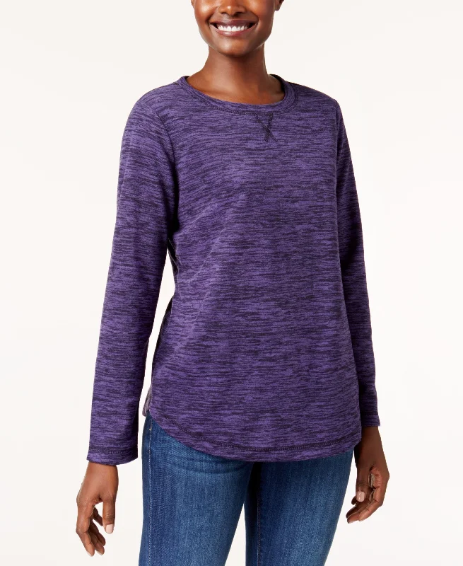 Petite Space-Dyed Microfleece Pullover Flare Sleeve Stylish