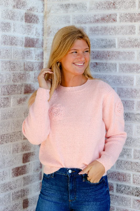 Cozy and Warm Rose Embellishment Sweater Pullover Alpaca Blend Soft