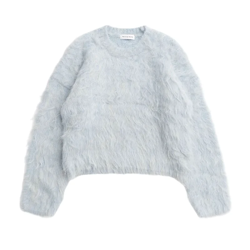 [MAISON SPECIAL]Fluffy Shaggy Knit Pullover/BLUE(21242365702) Over Sleeve Pullover