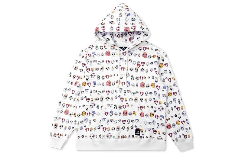 Converse x Shrimps Women's Faces Pullover Hoodie - White Three Quarter Sleeve