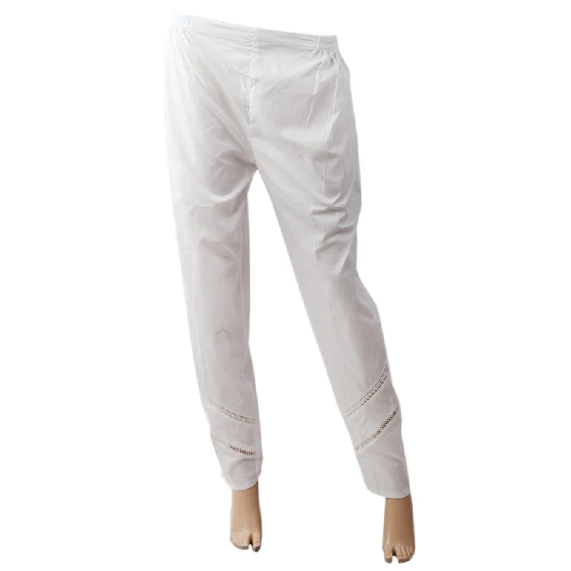 Women's Eminent Embroidered Woven Trouser - White Trousers Winter Warm