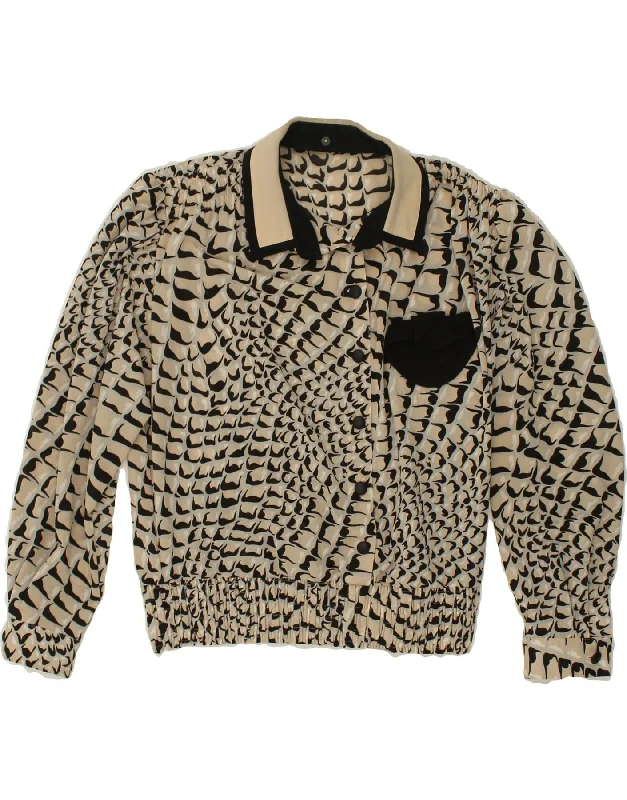 VINTAGE Womens Pullover Shirt Blouse UK 16 Large Beige Animal Print Flare Sleeve Stylish VINTAGE Womens Pullover Shirt Blouse UK 16 Large Beige Animal Print Flare Sleeve Stylish