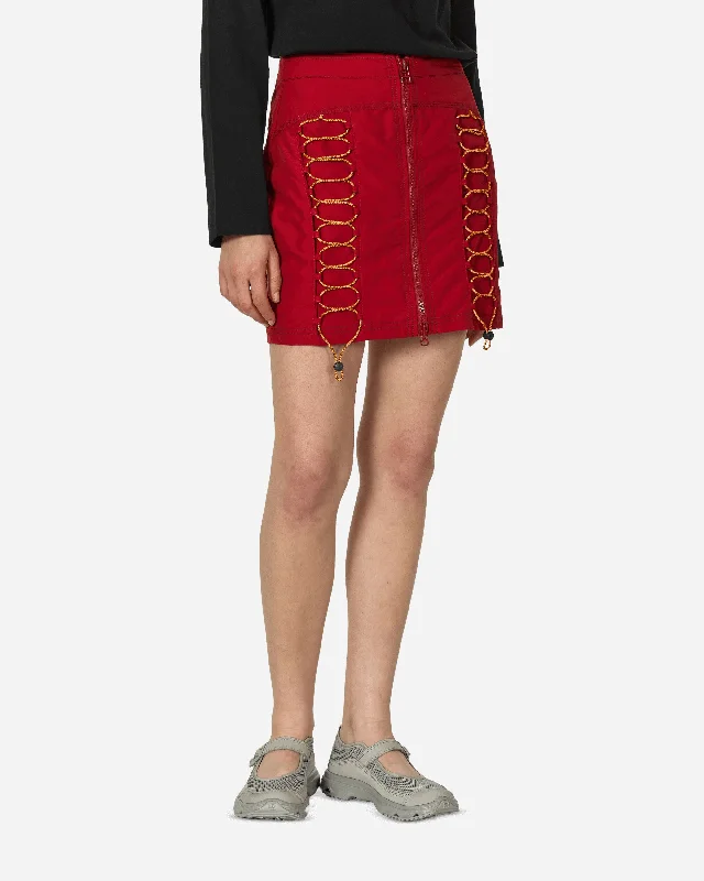 Triple Needle Bungee Zip Mini Skirt Chili velvet skirt rich