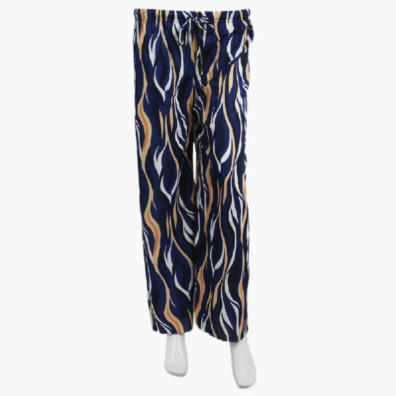 Women's Fancy Trouser - Blue Trousers Culottes Wide Leg