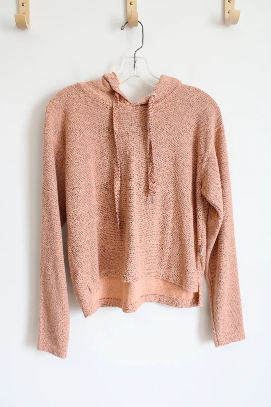 Southern Spirit Peach Orange Sweater Hoodie | S Hoodie with High Neck Warm Protective