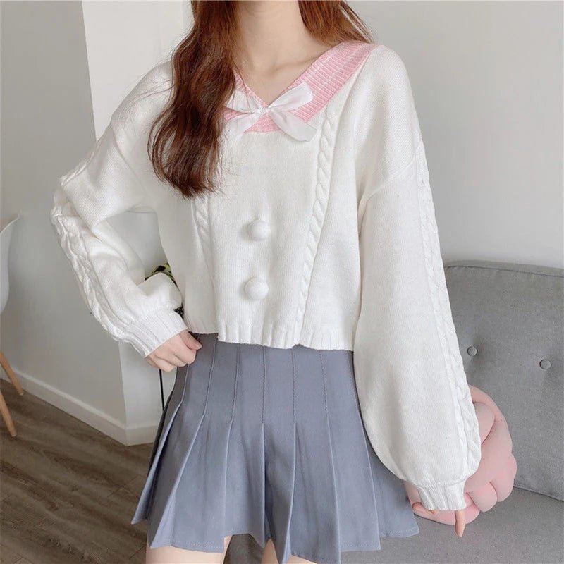Kawaii Pastel Cardigan Sweater Print Jacquard Patchwork