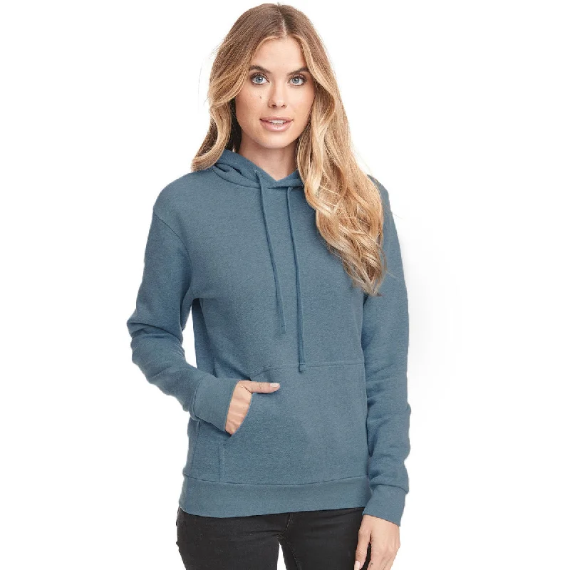 Next Level Unisex Heather Slate Blue Classic PCH Pullover Hooded Sweatshirt Bishop Sleeve Elegant