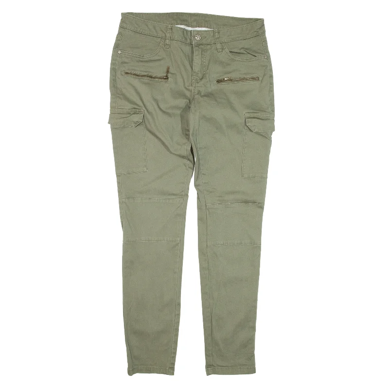 RAINBOW Cargo Trousers Green Slim Tapered Womens W30 L30 Trousers Timeless Classic