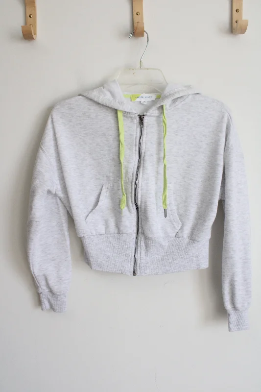 Hippie Rose White Gray Heather Green Tie Crop Hoodie | XS Hoodie with Illustration Artistic Creative Hippie Rose White Gray Heather Green Tie Crop Hoodie | XS Hoodie with Illustration Artistic Creative