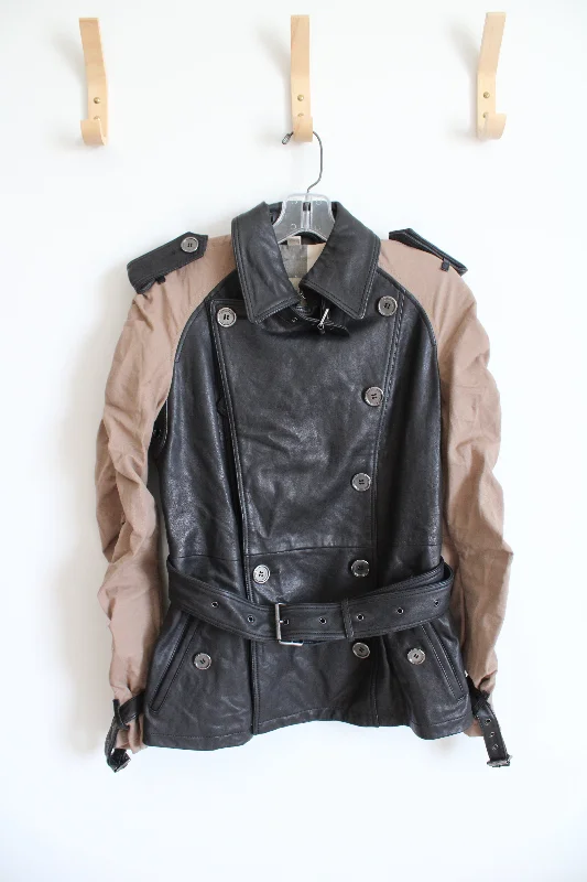 Burberry Brit Black & Brown Double Breasted Belted Leather Jacket | 4 Jersey Jacket Tulle Jacket Batik Jacket