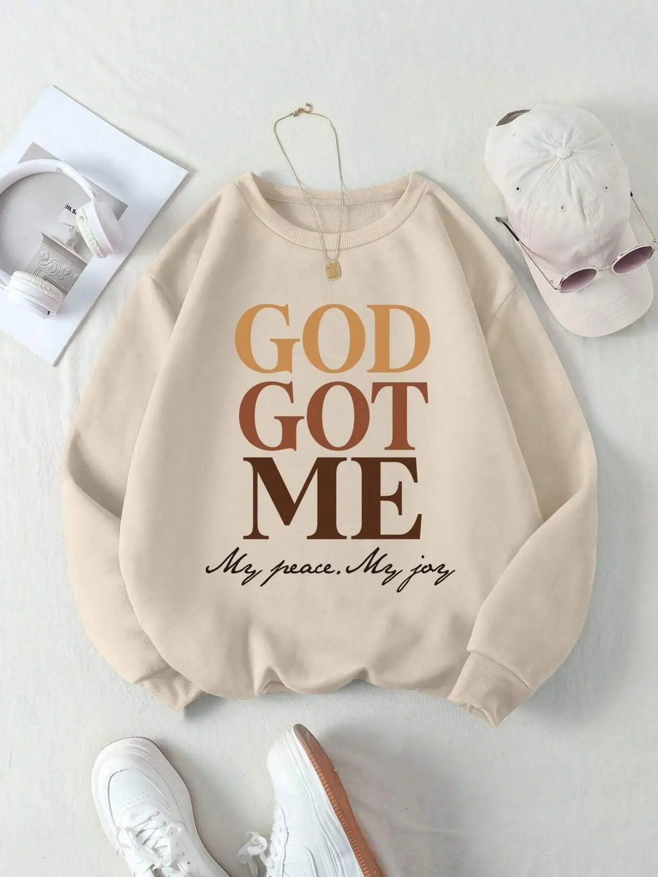 God Got Me Pullover Sweatshirt Tops Leg Sleeve Comfort