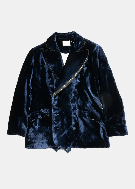 Blue Velvet Jacket Oversized Jacket Tailored Jacket Straight Jacket