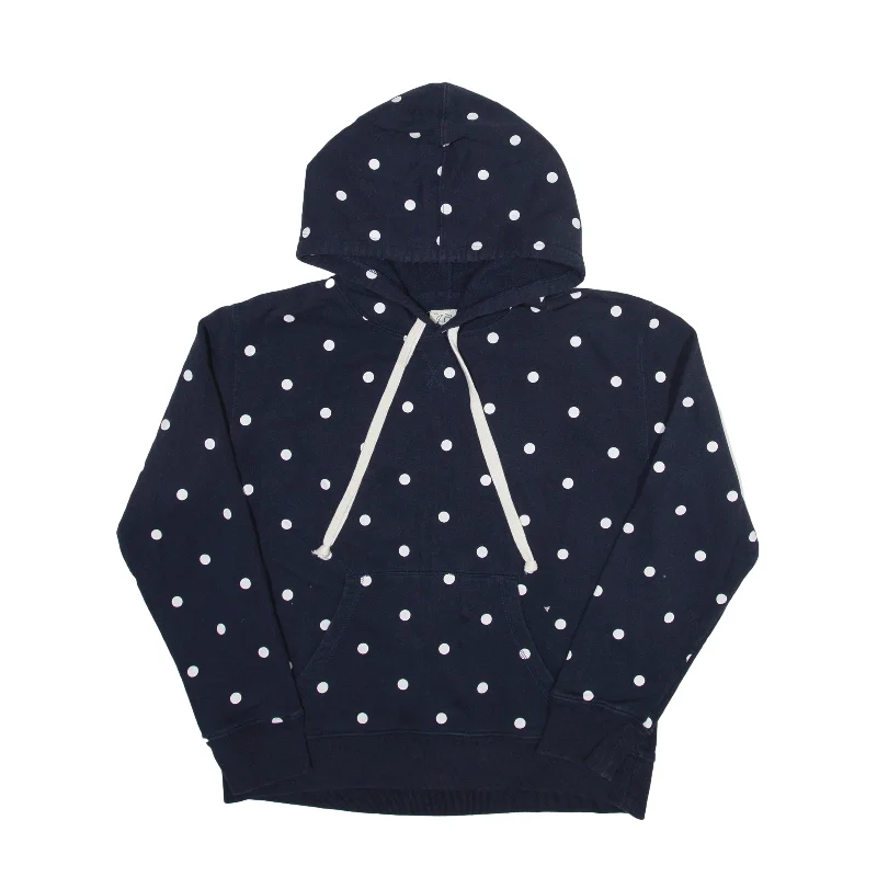 J CREW Spotted Hoodie Blue Pullover Womens M Bolero Style Sweater
