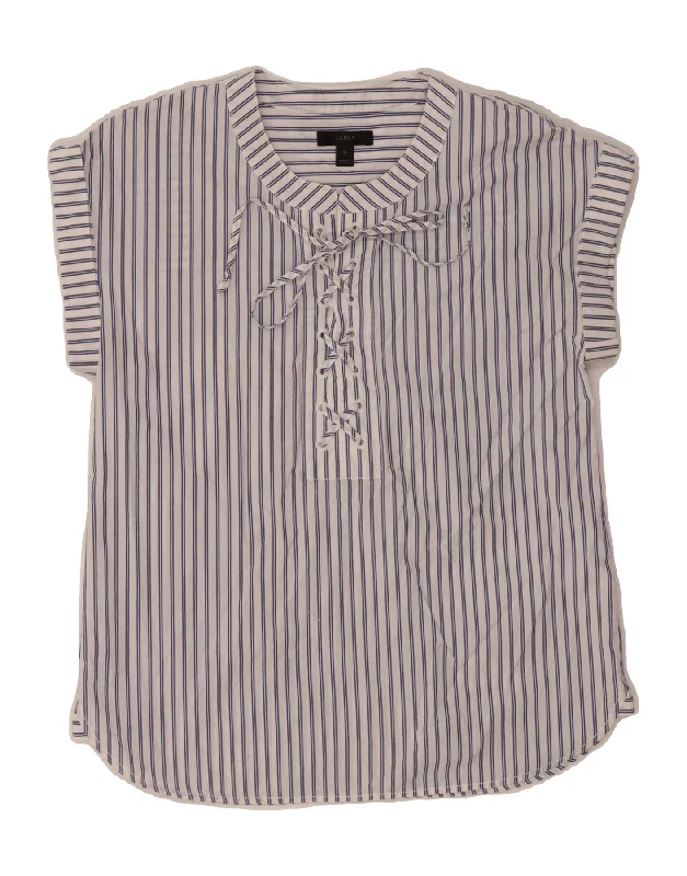 J. CREW Womens Loose Fit Short Sleeve Pullover Shirt US 0 XS White Striped Long Sleeve Pullover J. CREW Womens Loose Fit Short Sleeve Pullover Shirt US 0 XS White Striped Long Sleeve Pullover