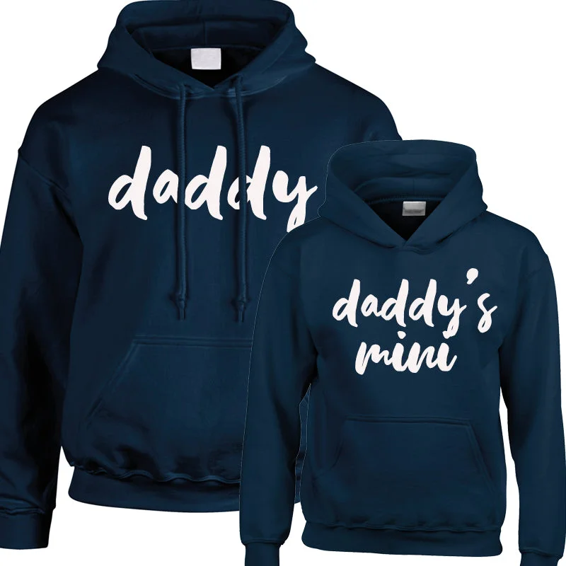 Daddy & Daddy's Mini Matching Navy Hoodies (MRK X) Hoodie with Typography Text Message
