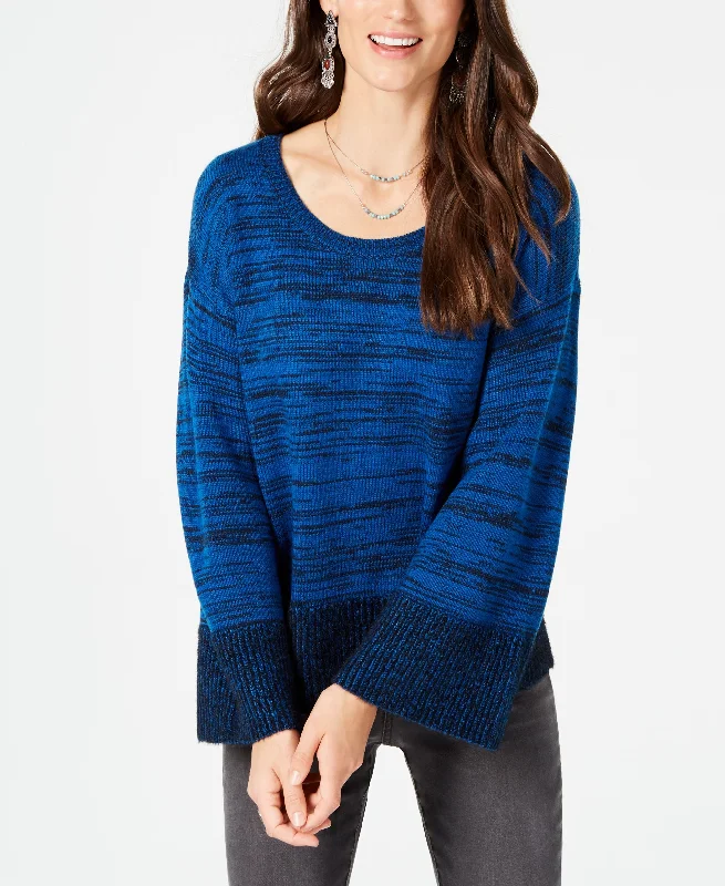 Style & Co Petite Colorblock Boxy Pullover Sweater Asymmetrical Neck Pullover