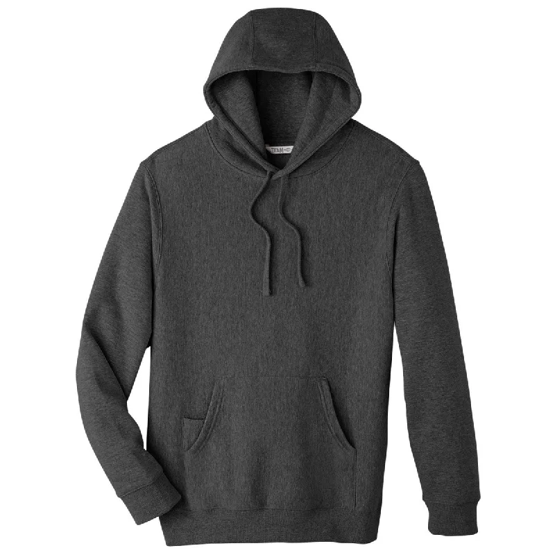 Team 365 Unisex Dark Grey Heather Zone HydroSport Heavyweight Pullover Hooded Sweatshirt Faux Fur Trim