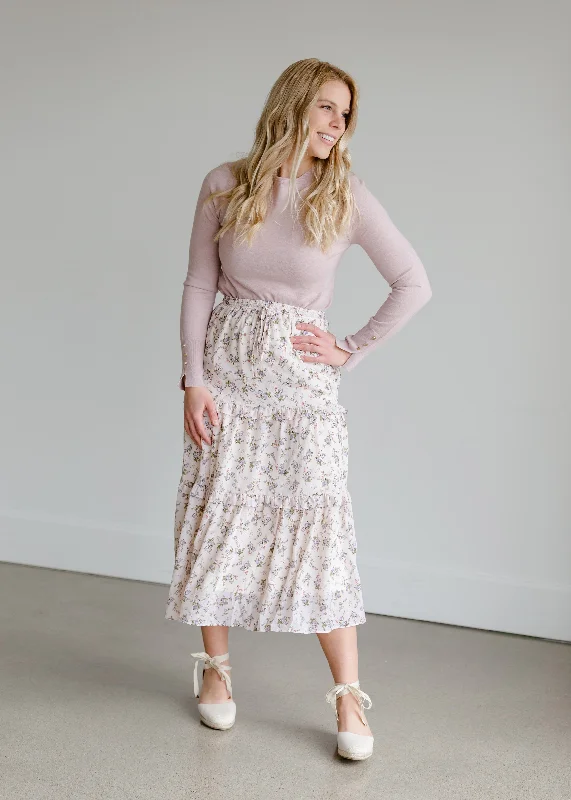 Tiered Floral High Waist Skirt - FINAL SALE silk skirt elegant